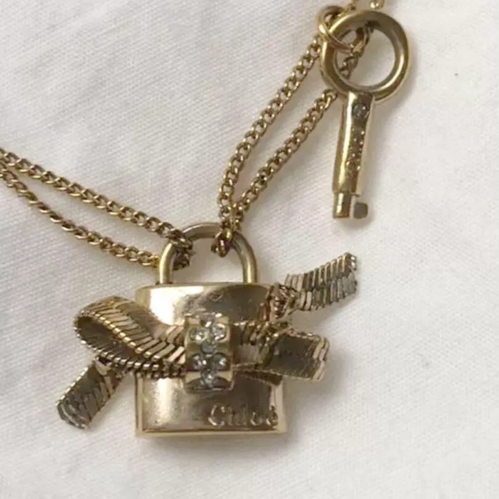 Chloé Gold Padlock Bracelet with Key